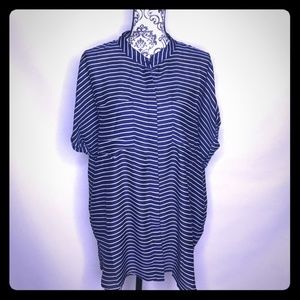 Navy blue and white striped tunic